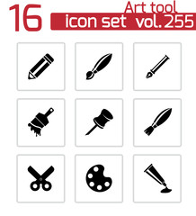 Vector black art tool icons set