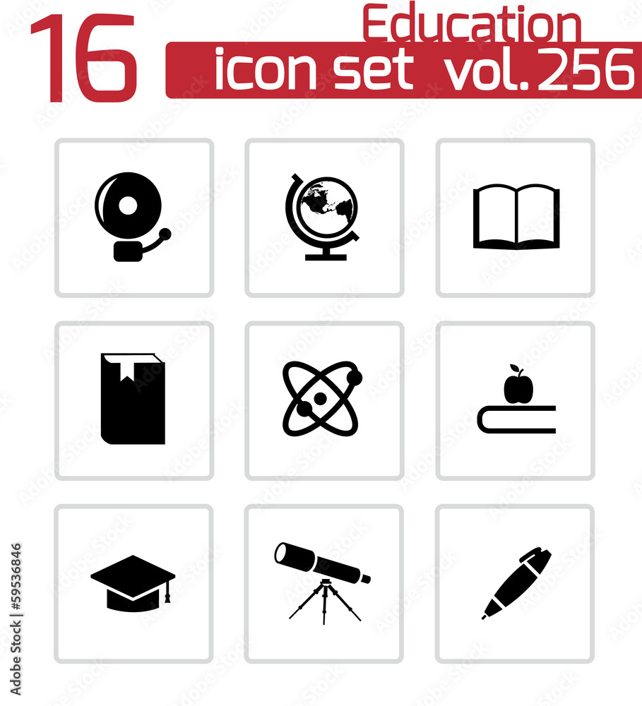 Sticker Vector black education icons set