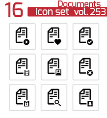 Vector black documents icons set