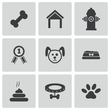 Vector black dog icons set