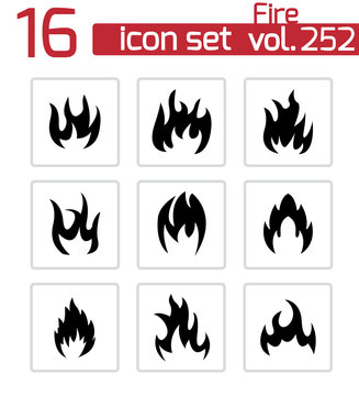 Vector black fire icons set