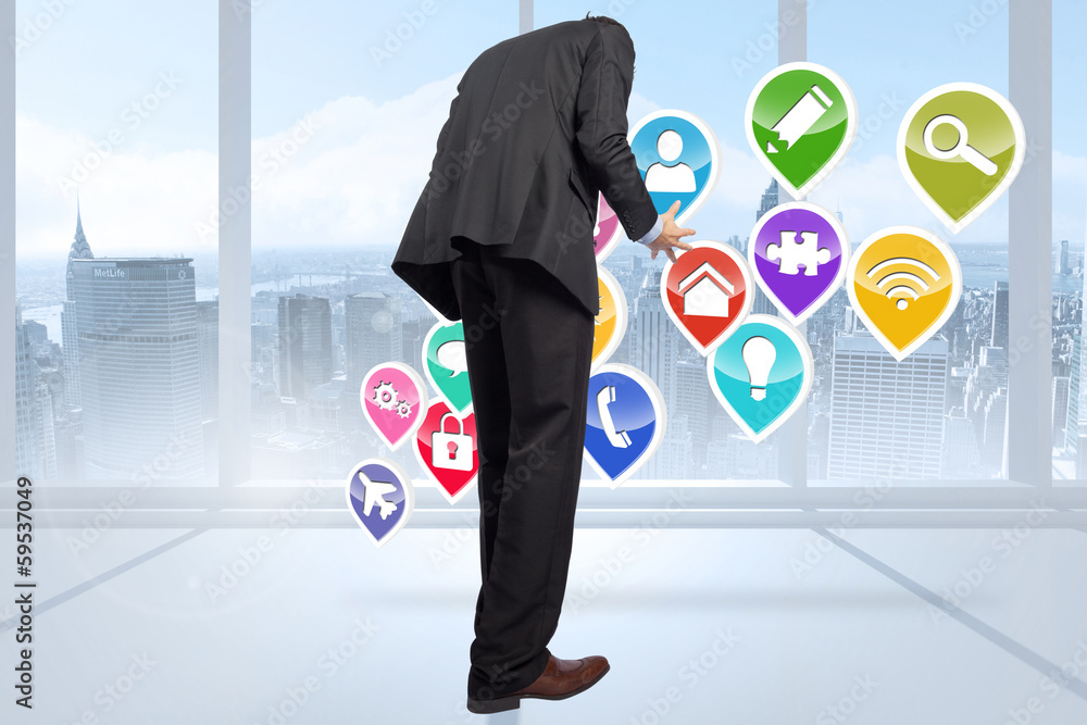 Poster composite image of stressed businessman gesturing