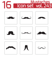 Vector black mustaches icons set