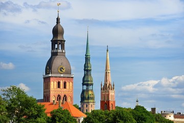 Latvian church towers in Riga