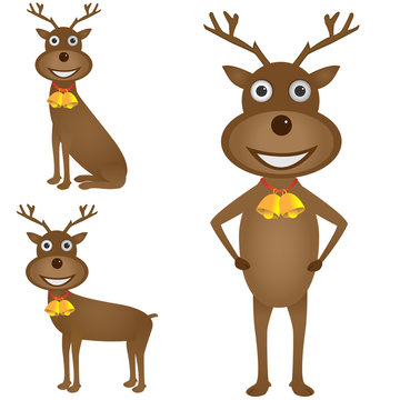 Christmas deer set. Vector illustration Eps-10.