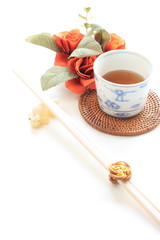 Chinese tea with flower for background image