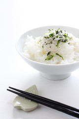 Japanese food, dried small sardines on rice