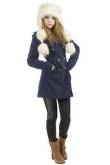 Beautiful Girl in Fur Hat. Winter Woman Portrait