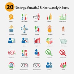 Strategy,Growth & Business analysis Icons