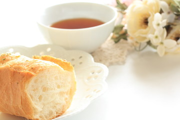 french bread and drink