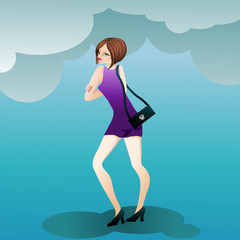 Fashion cute girl with a handbag