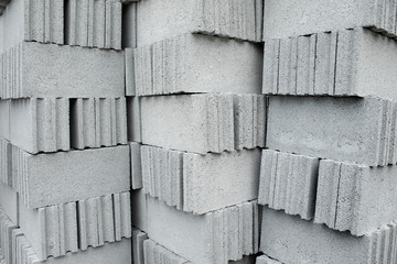 Pallets of concrete blocks