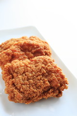 Fried chicken on white background