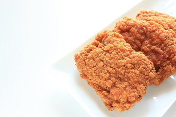 Fried chicken on white background