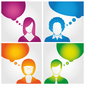 Peoples thinking - vector 1 Color Reverse