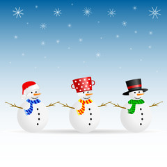 snowman set color vector illustration