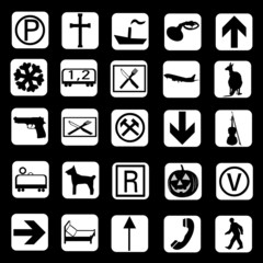 icon set black and white vector