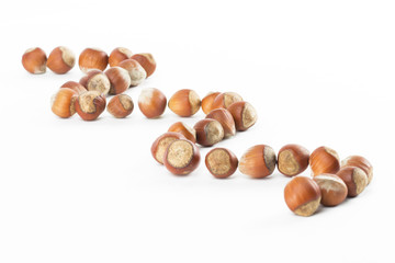 nuts on the white background