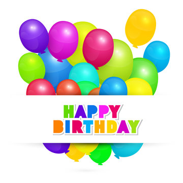 Colorful Vector Balloons - Happy Birthday Background