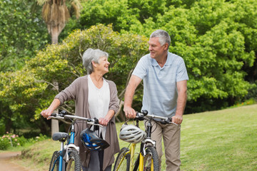 Senior couple on cycle ride
