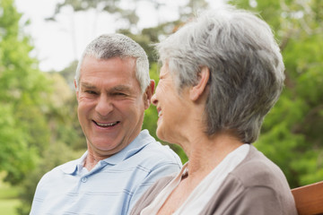 Obraz premium Close-up of a happy senior couple at park