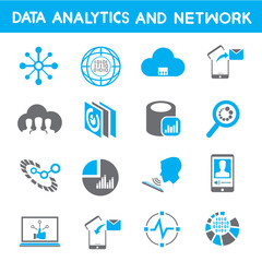 data analytic icons, blue theme