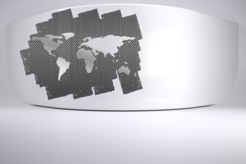 Abstract screen in room showing world map