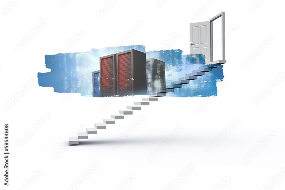 Aufkleber abstract screen in room showing server towers