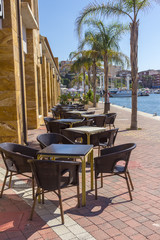 restaurant tables and chairs in black