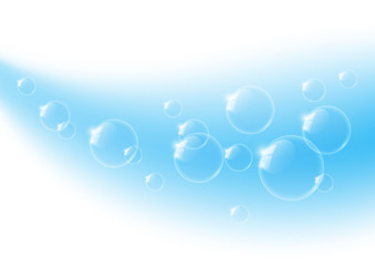 Glossy bubbles on blue background