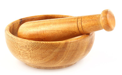 Wooden mortar with pestle