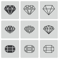 Vector black diamond icons set