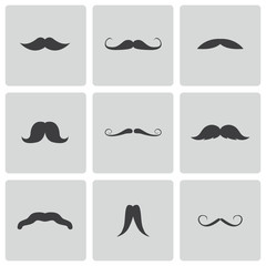 Vector black mustaches icons set