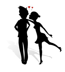 Pretty young girl is kissing her boyfriend