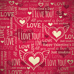 red background with  valentine heart and wishes text,  vector © sunnyfrog
