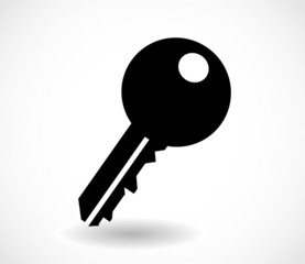 Isolated black key shape icon with shadow vector