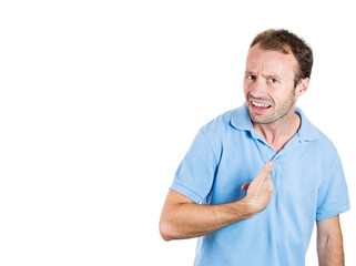 Angry, mad man asking you talking to me, you mean me?
