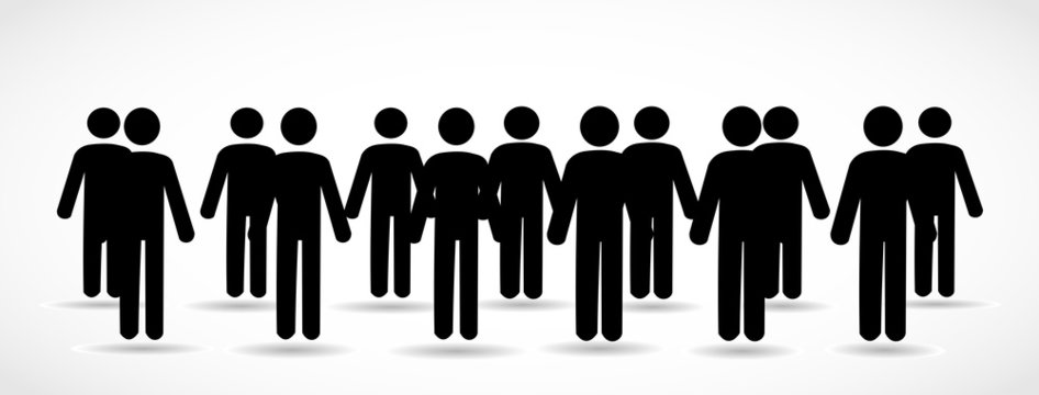 Illustration of crowd of people - icon silhouettes vector