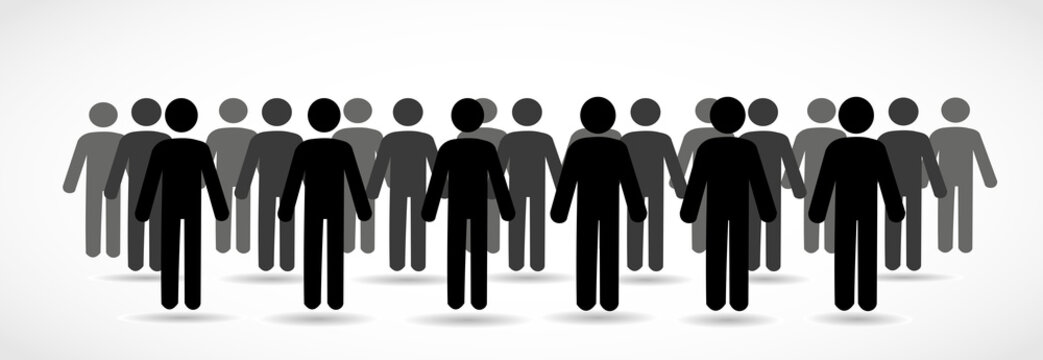 Illustration of crowd of people - icon silhouettes vector