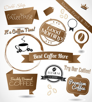 Collection of a coffee badges, stamps and banners vector