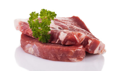 Pieces of pork meat with parsley