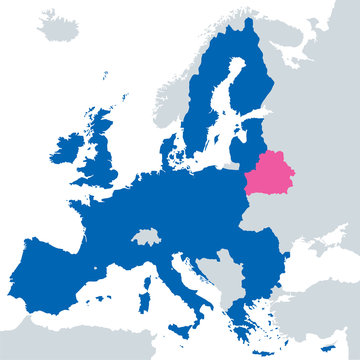 European Union map wit the indication of Belarus