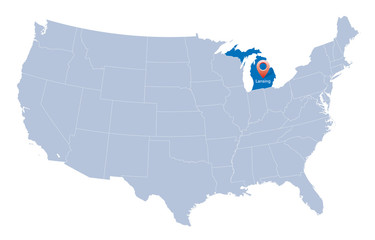 USA map with the indication of Sate of Michigan