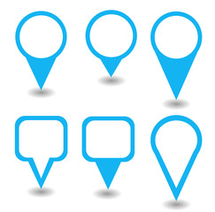 Set of blue navigation pointers and markers vector