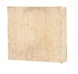 close up of an empty wooden sign on white background