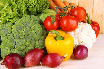 Fresh vegetables on wooden background