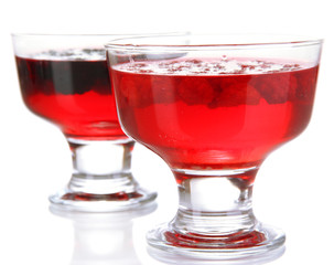 Jelly with fresh berries isolated on white