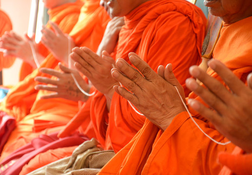 pray, the monks and religious rituals in thai ceremony 