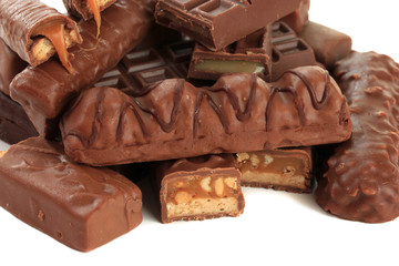 Delicious chocolate bars close up