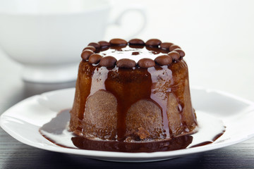 Yummy chocolate cake close-up